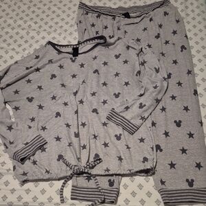 Disney Gray Star and Mickey Mouse Pajama Set